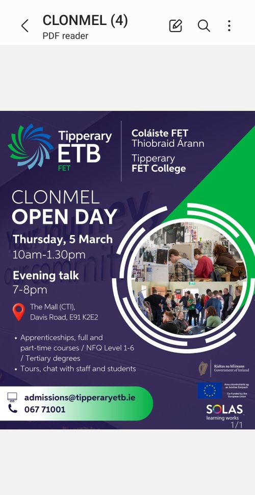 Tipperary FET College Clonmel Open Day